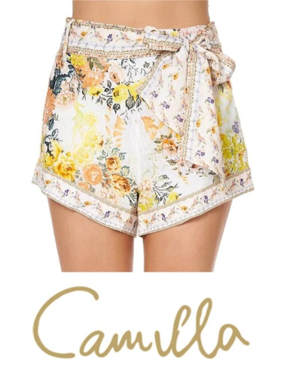 Camilla In The Hills Of Tuscany Tie Detail High Cut Shorts Size S